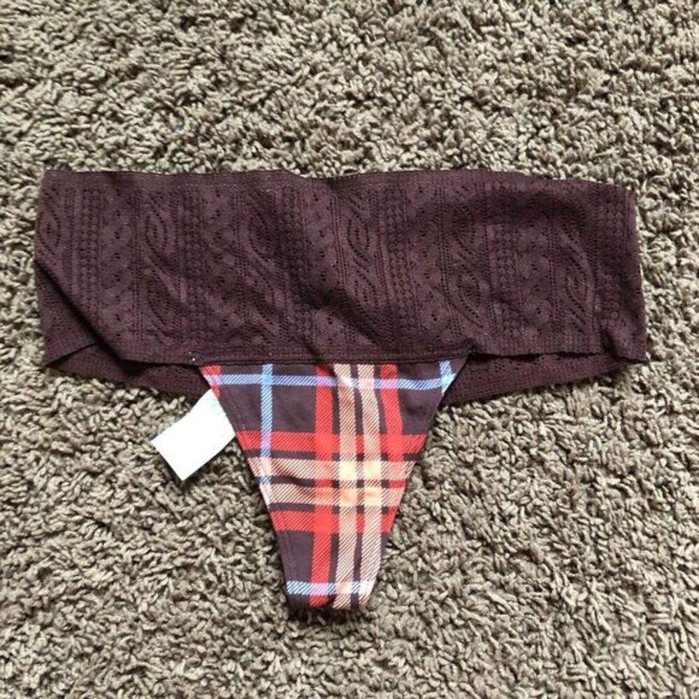 Aerie Women's High Cut Underwear/Panties Brown Striped Plaid Size‎ Small NWT